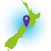 NZ green map with purple arrow on Marlborough.